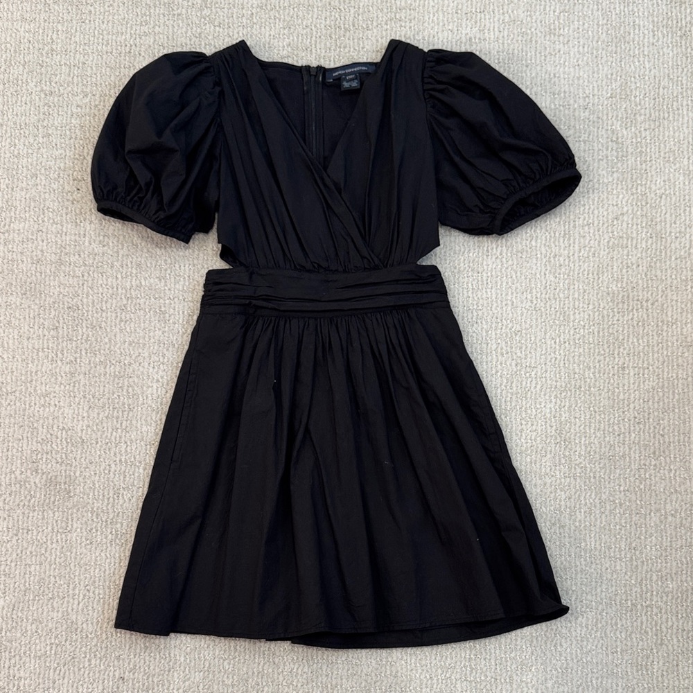 French Connection Black Puff-Sleeve Mini Dress Size 2